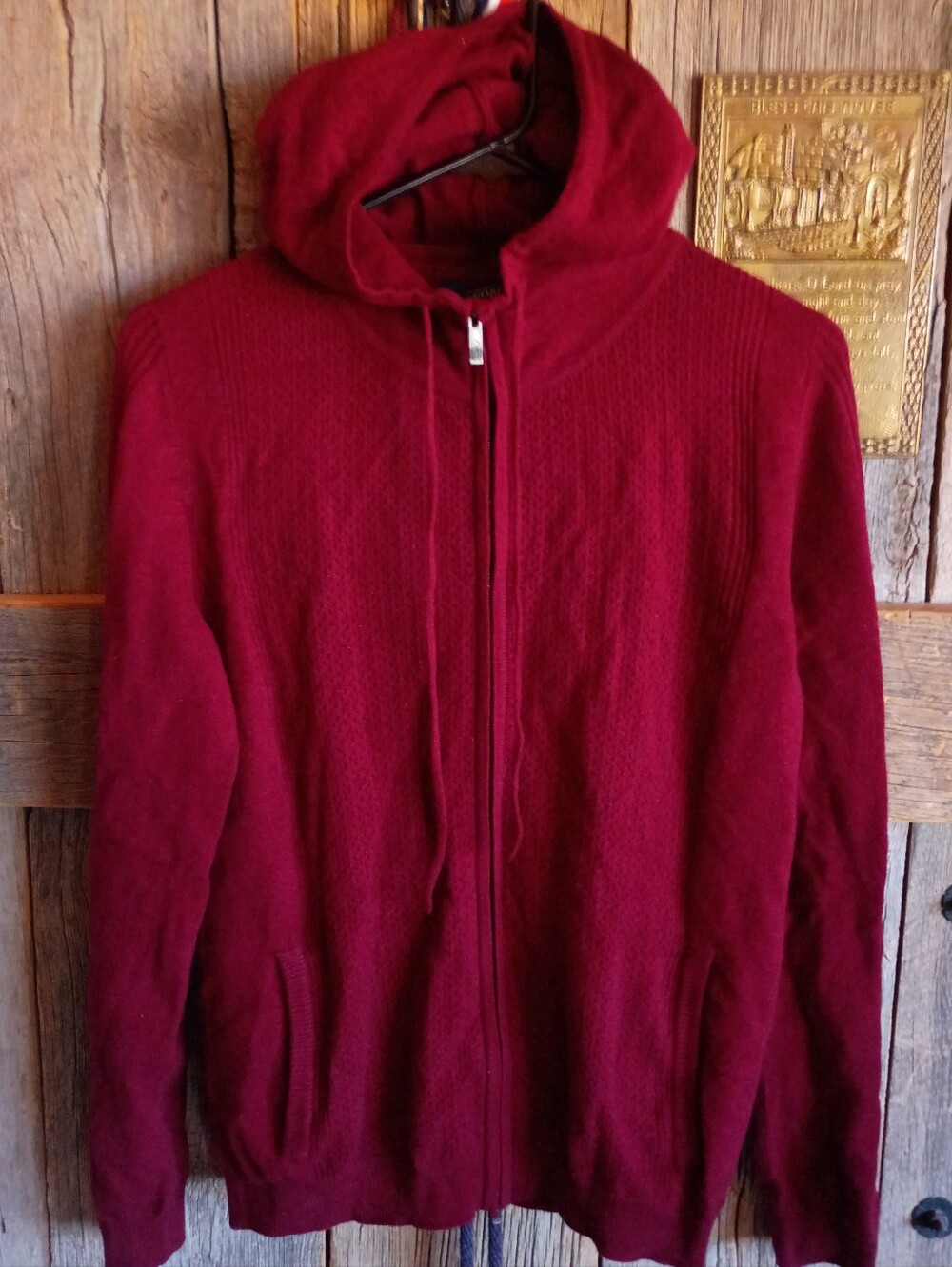 Gobi EUC Mongolian 100% Cashmere Hooded Sweater Maroon L